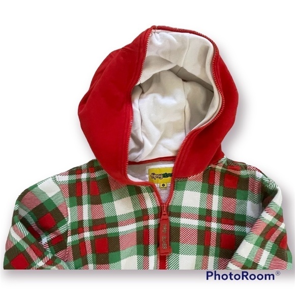 Tipsy Elves Plaid Christmas Hooded Onesie – Unisex – Men's L / Women's XL - Picture 4 of 13